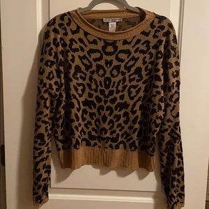 Leopard print crop sweater